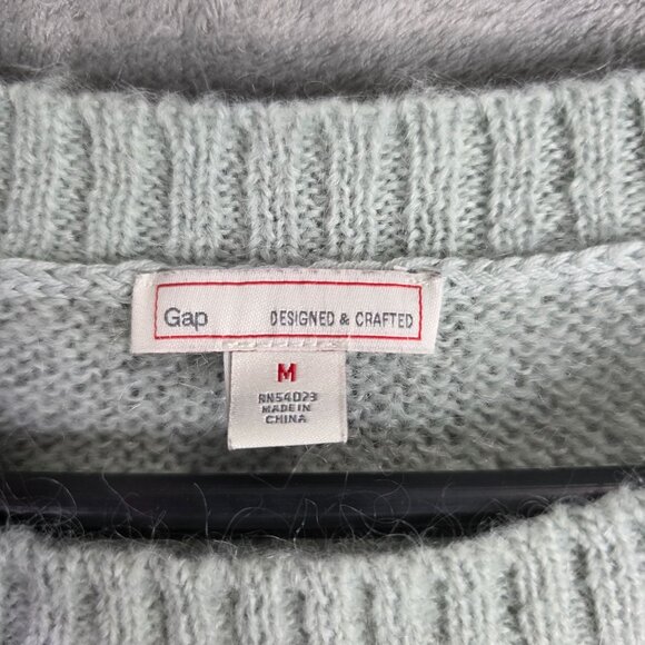 Womens Gap Green & Gray Colorblock Mohair Blend Sweater Long Sleeve Size M - Picture 2 of 7